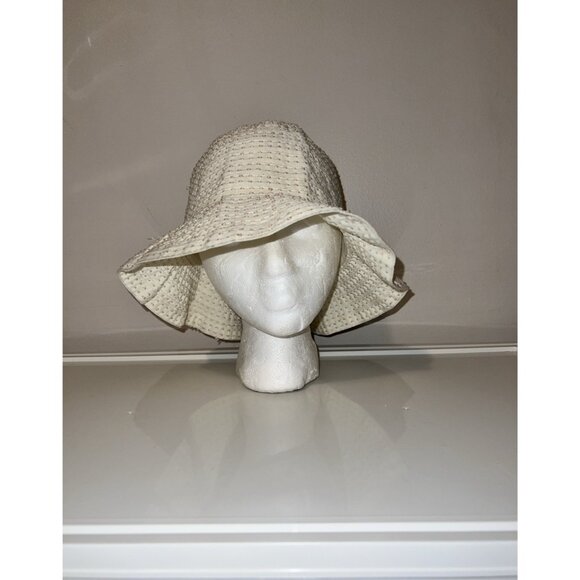ROXY Adult Ivory Ribbon Tiered Stitched Bucket Hat One Size Y2K - Picture 1 of 10